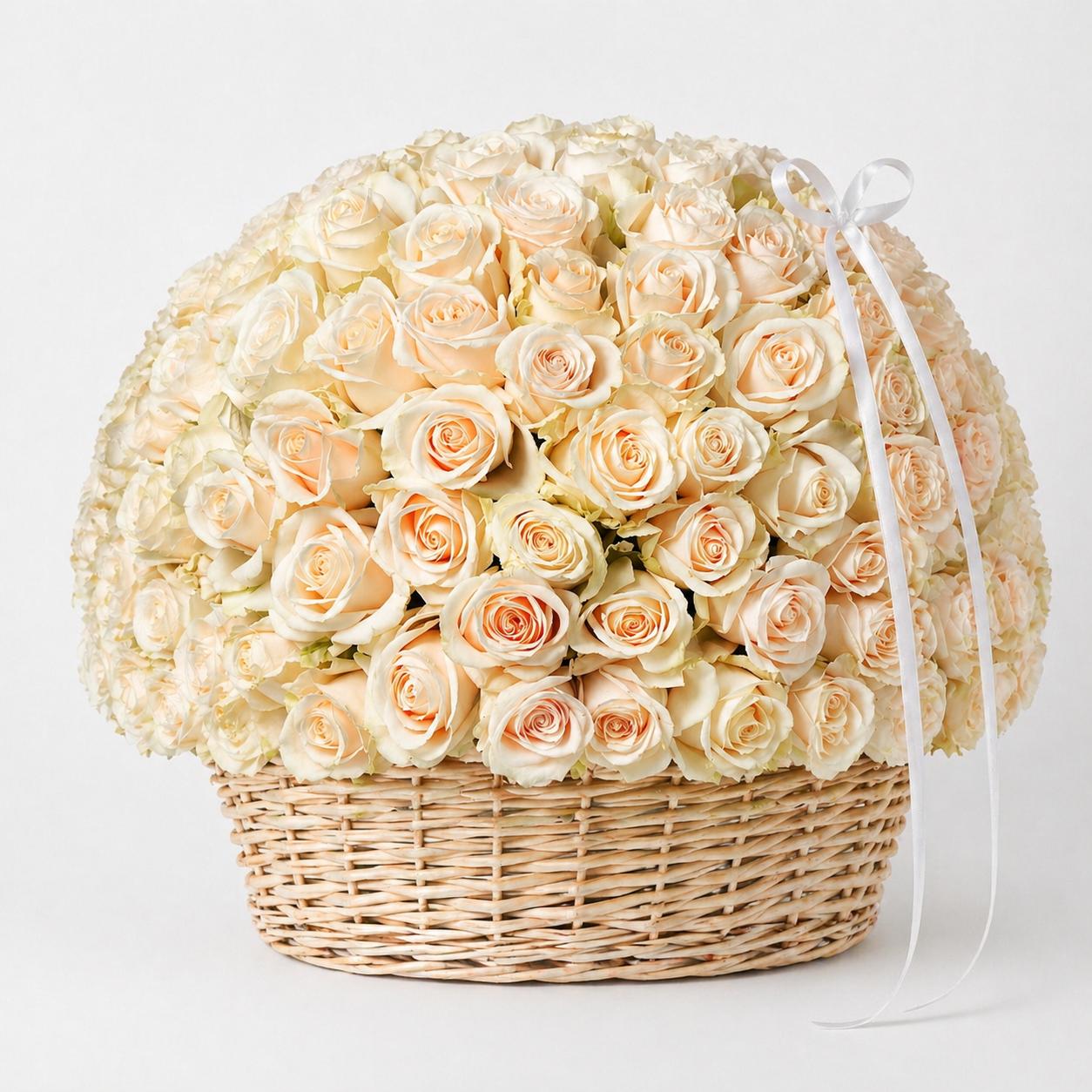Luxury White Roses Basket