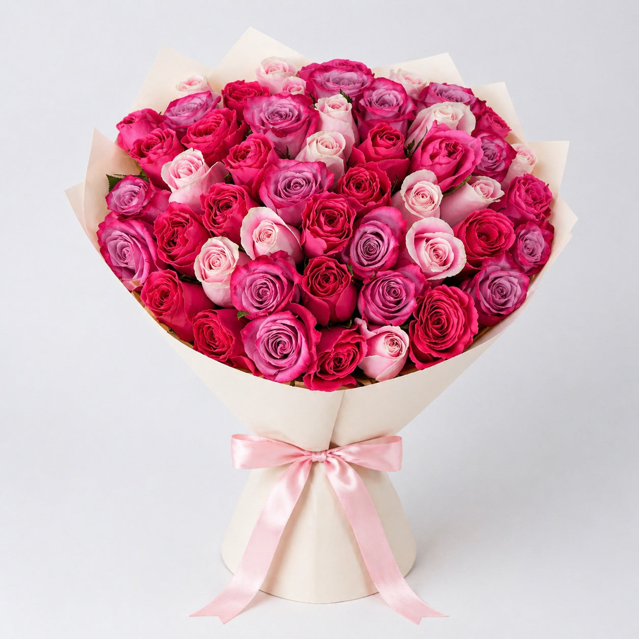 Luxury Pink & Ivory Roses Bouquet