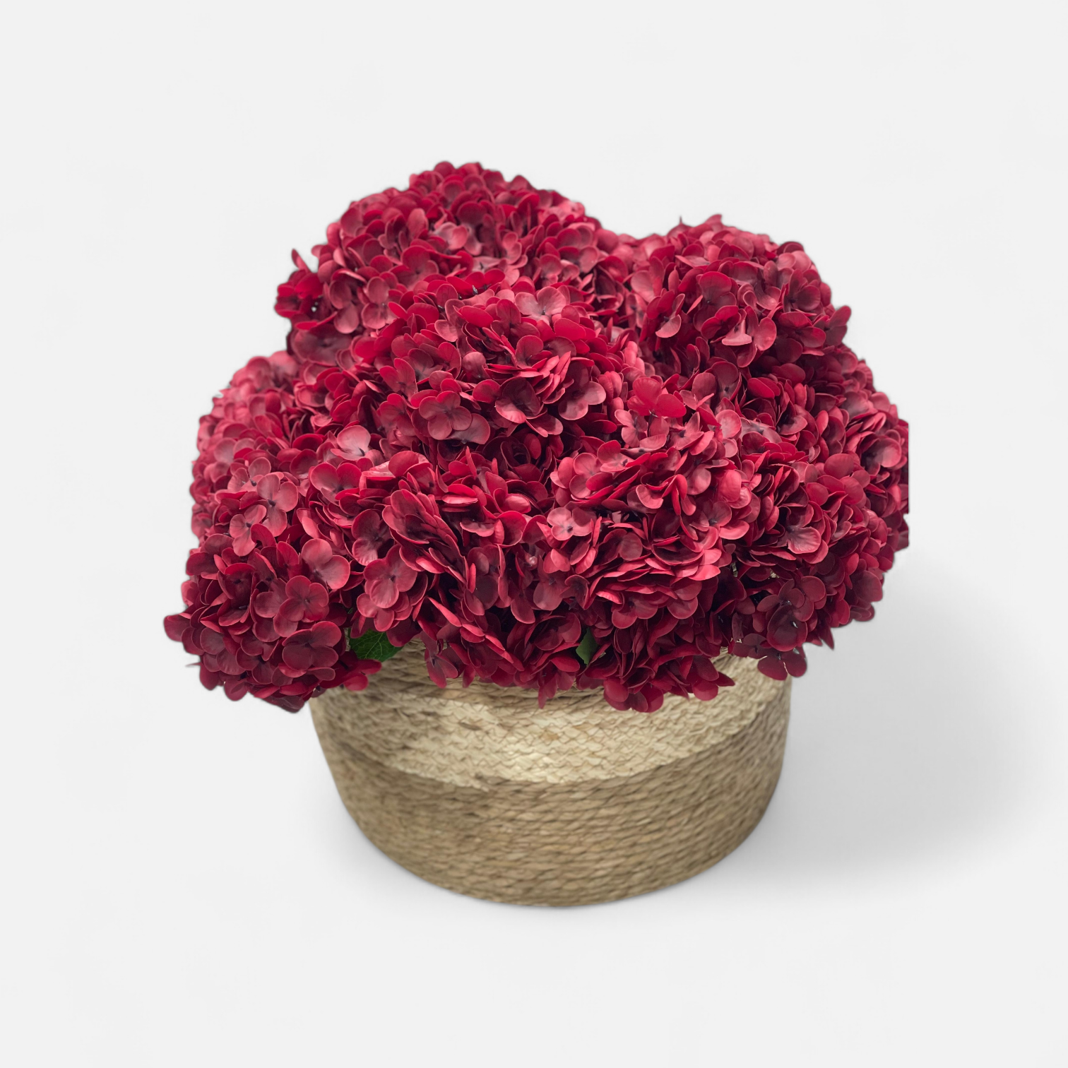 Luxury Red Hydrangea Flower Basket – Elegant Romantic Floral Arrangement